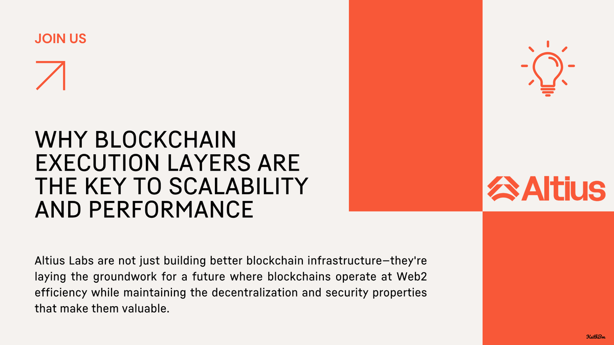 KeithbmBG's tweet image. 1/🧵 Why modular blockchain execution layers are the key to scaling Web3 — and why 2025 will be the tipping point?

Let’s break down what @AltiusLabs is building, and why it changes everything for performance, cost, and dev experience 👇
🔗altiuslabs.xyz  
#AltiusLabs