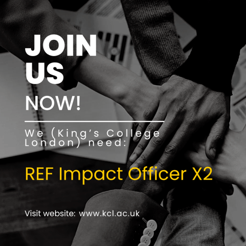 opportunitiesfy's tweet image. King’s College London is hiring 2 REF Impact Officers (Panels B &amp;amp; C)! Help shape REF2029 strategy, support case studies &amp;amp; drive research impact. Hybrid, full-time roles. 

Deadline: 14 July
Apply: wp.me/p23f03-fhI

#HigherEdJobs #REF2029 #KingsCollegeLondon #ResearchImpact