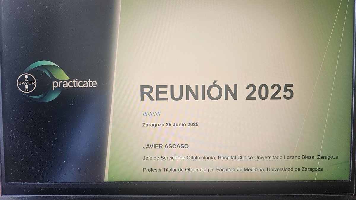 javierascaso's tweet image. Gracias a @BayerPharma por invitarme a presentar la experiencia del servicio de oftalmología del Hospital Clínico Universitario Lozano Blesa de Zaragoza con #Eylea 8mg en #DMAE neovascular y #edemamacular diabético @medicoszaragoza @oftalmologiaSAO @OftalmologiaSEO @RetinaSERV
