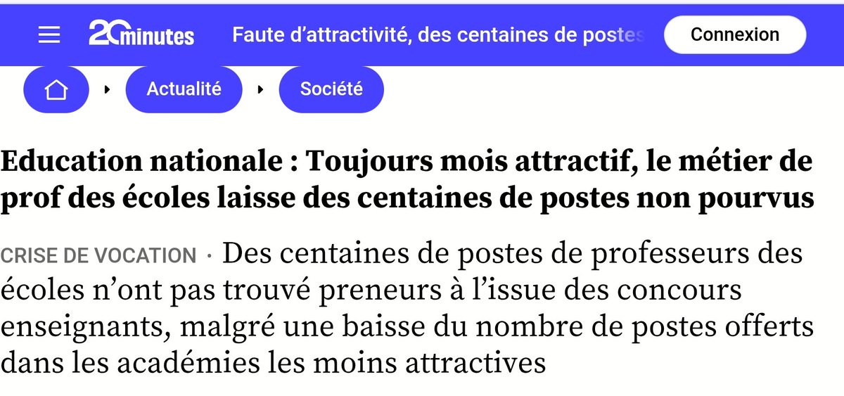 Stagnation des traitements depuis des décennies, agressions, conditions de travail dégradées, mutation loin de chez soi pendant des années, profbashing permanent de la part des politiques et journalistes... Il faudrait vraiment être maso pour vouloir devenir professeur