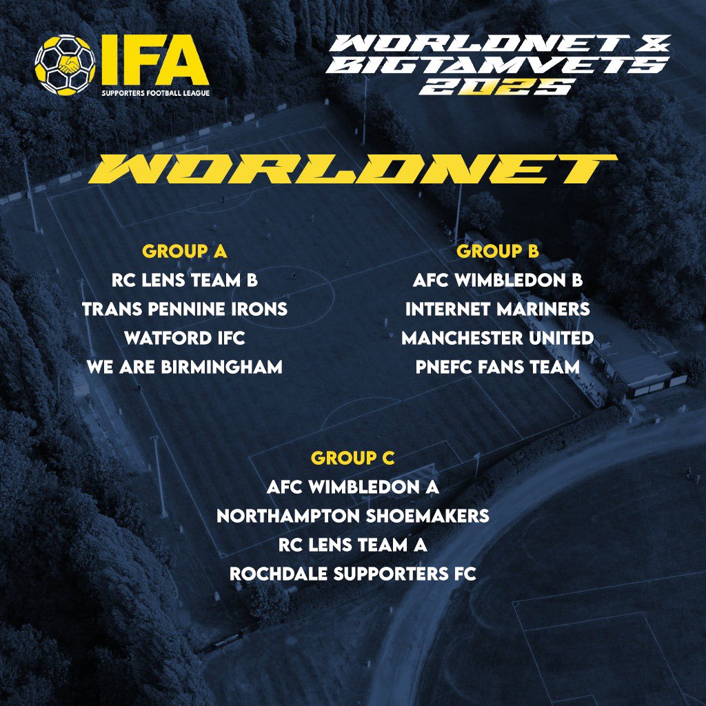Here we go ⚽️ les groupes sont tombés !

RC LENS B 
WEST HAM 
WATFORD 
BIRMINGHAM FC 

WIMBLEDON A
NORTHAMPTON 
RC LENS A 
ROCHDALE