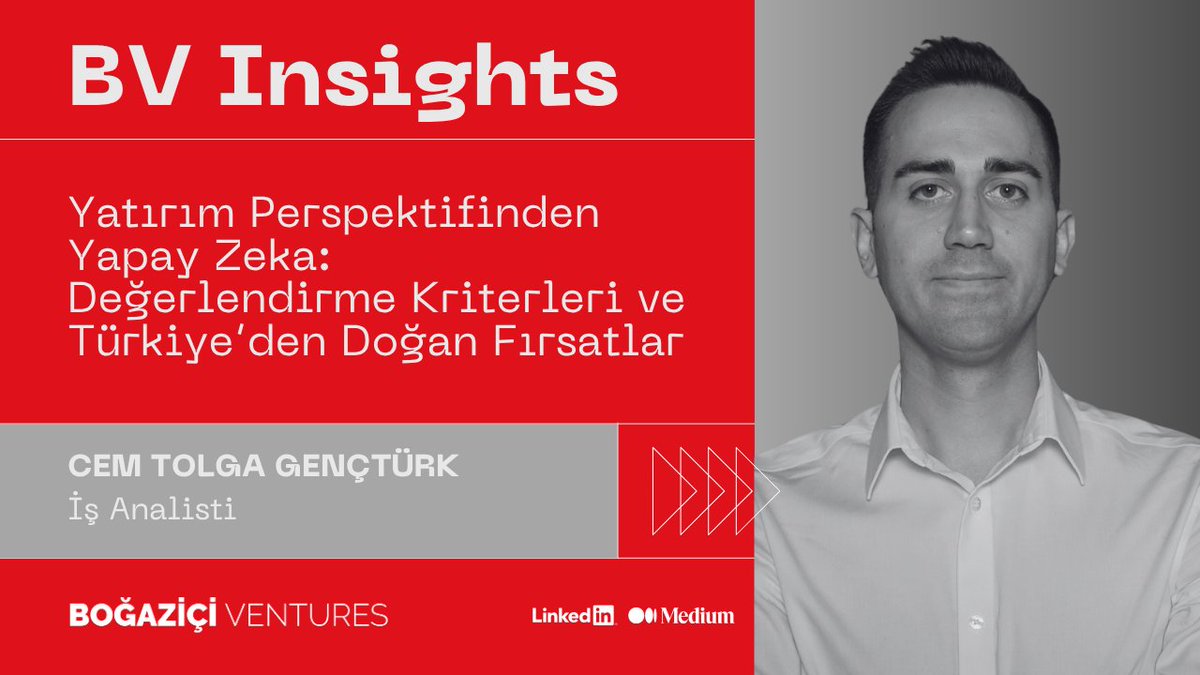 Boğaziçi Ventures (@bogaziciventure) on Twitter photo 🚀 Boğaziçi Ventures İş Analisti Cem Tolga Gencturk’ün kaleme aldığı “Yatırım Perspektifinden Yapay Zeka: Değerlendirme Kriterleri ve Türkiye’den Doğan Fırsatlar” başlıklı yazıya göz atın!
📩 startups@bogaziciventures.com
▶️ BV Insights: linkedin.com/pulse/yatırım-…
▶️ Medium: 🚀 Boğaziçi Ventures İş Analisti Cem Tolga Gencturk’ün kaleme aldığı “Yatırım Perspektifinden Yapay Zeka: Değerlendirme Kriterleri ve Türkiye’den Doğan Fırsatlar” başlıklı yazıya göz atın!
📩 startups@bogaziciventures.com
▶️ BV Insights: linkedin.com/pulse/yatırım-…
▶️ Medium: