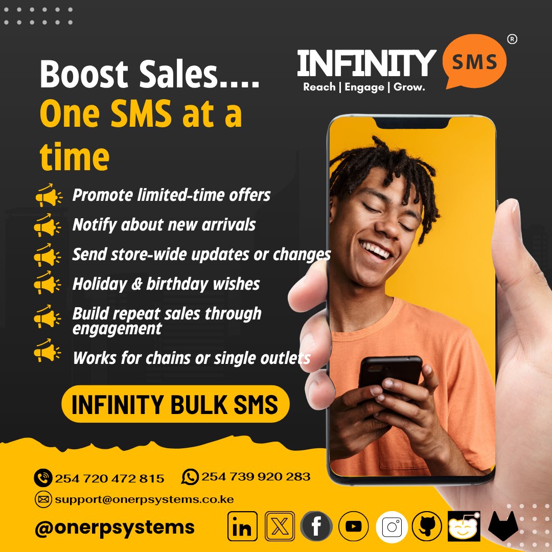onerpsystems's tweet image. Boost retail sales with instant SMS:
📩 Flash sales
📦 Stock alerts
🎁 Promo messages
All in one platform: Infinity SMS
#RetailMarketing #SMSSolutions #ONERPSYSTEMS #CustomerLoyalty