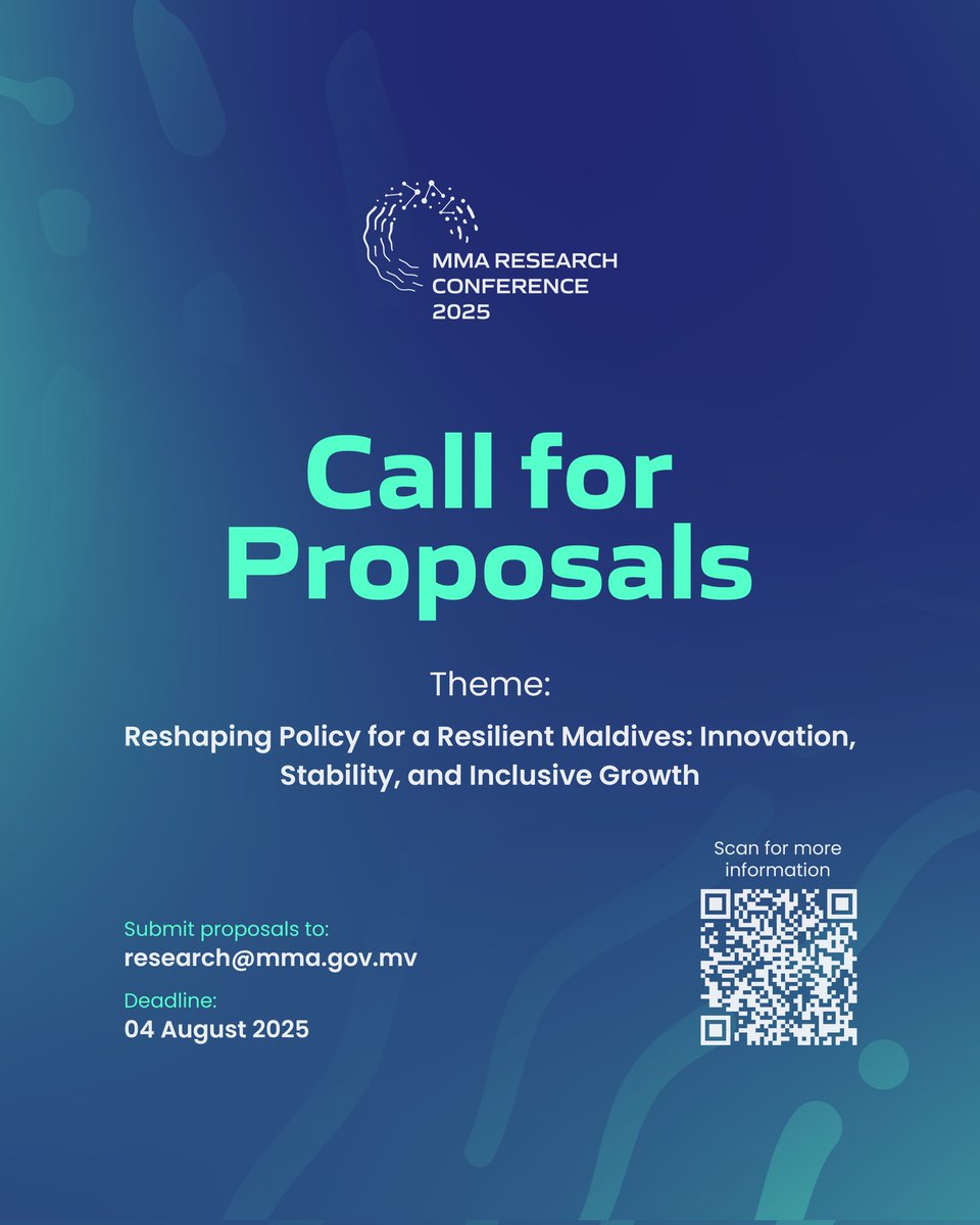 Join leading voices in shaping economic thought and evidence-based policymaking. The invitation is now open for original research contributions for the MMA Research Conference 2025!

mma.gov.mv/rc2025/call-fo…