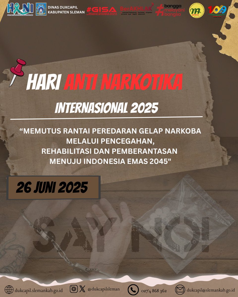 Dalam perayaan Hari Anti Narkotika Internasional 2025, Mari Bersama – sama kita ciptakan masyarakat yang bebas dari Narkoba dan mendukung upaya pencegahannya. 
#StopPenyalahgunaanNarkotika #HariAntiNarkotikaInternasional2025