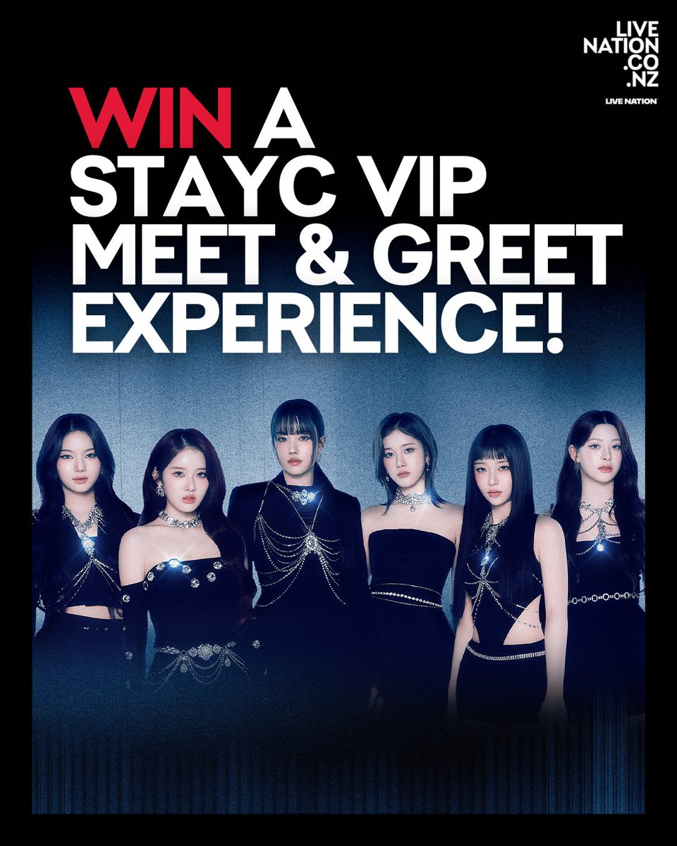 Want to meet a member of STAYC? Buy a STAYC VIP Soundcheck Experience (or upgrade your ticket) for a chance to win a Meet &amp; Greet with a randomly selected member + 1 of 10 signed posters! 💖

Don’t miss out, get your VIP ticket now!!⁠ →lvntn.com/StaycNz25