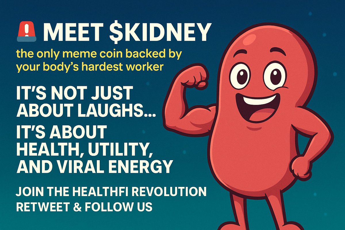 Kidney_coin's tweet photo. Project Introduction:
π¨ Meet $KIDNEY β the only meme coin backed by your bodyβs hardest worker πͺπ§
Itβs not just about laughsβ¦
Itβs about health, utility, and viral energy.
Join the HealthFi revolution.
Retweet & Follow usπ
#KIDNEYcoin #memecoin #SolanaMemeCoins #SolanaGems https://t.co/vybhVd1vLC