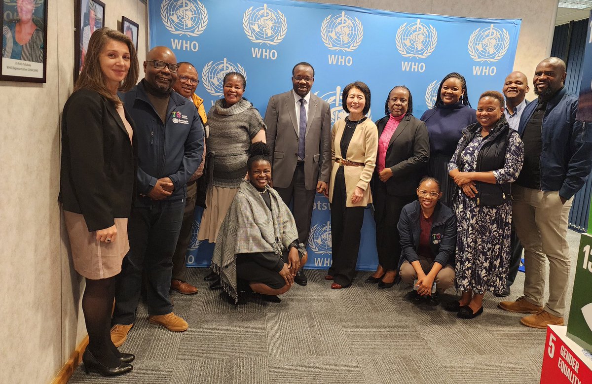 WHO Botswana (@whobotswana) on Twitter photo The new UN RC in 🇧🇼, Ms. Wenyan Yang, yesterday paid a courtesy call to <a href="/WHOBotswana/">WHO Botswana</a>. Welcomed by WR Dr. Ndenzako, they discussed collaboration, national health priorities & the UN's shared commitment to delivering impact for the people of Botswana. #UNBotswana #WHO #HealthForAll The new UN RC in 🇧🇼, Ms. Wenyan Yang, yesterday paid a courtesy call to <a href="/WHOBotswana/">WHO Botswana</a>. Welcomed by WR Dr. Ndenzako, they discussed collaboration, national health priorities & the UN's shared commitment to delivering impact for the people of Botswana. #UNBotswana #WHO #HealthForAll