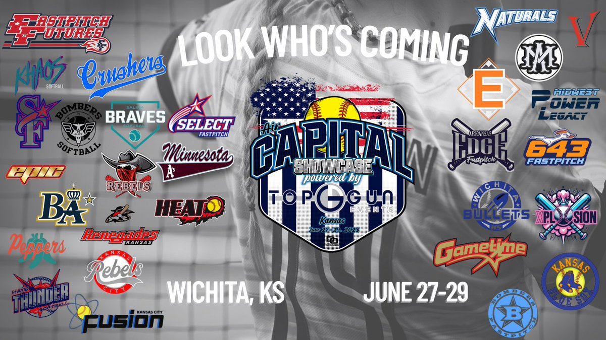Air Capital Showcase powered by Top Gun Events
📍 Wichita, KS | 📅 June 27–29
🔥 Who's Ready to Compete? 🔥
Top club teams from across the region are heading to Wichita to battle it out at the highest level!
#AirCapitalShowcase #TopGunEvents #OmahaSoftball #ClubSoftball2025