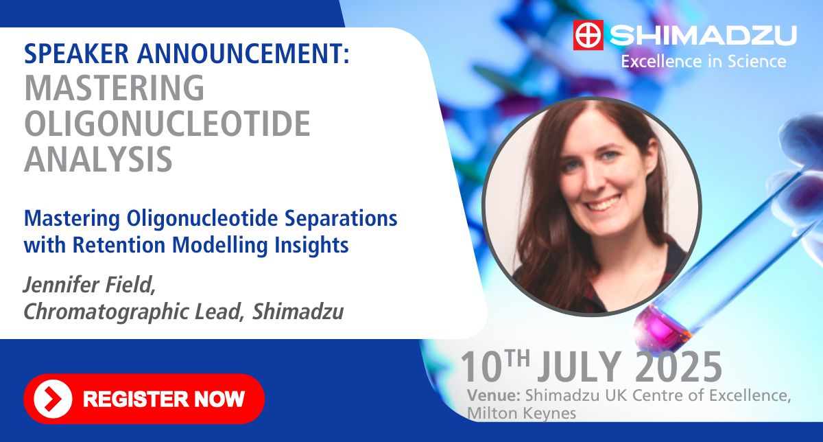 Mastering Oligonucleotide Separations with insights from Jennifer Field, Chromatographic Lead at Shimadzu! 🧬🔍 Join us on July 10th for #Oligonucleotide Analysis Day at our UK Centre of Excellence. Register 👉 cutt.ly/7rc2AA6V 

#Pharmaceutical #Biopharma #Analysis