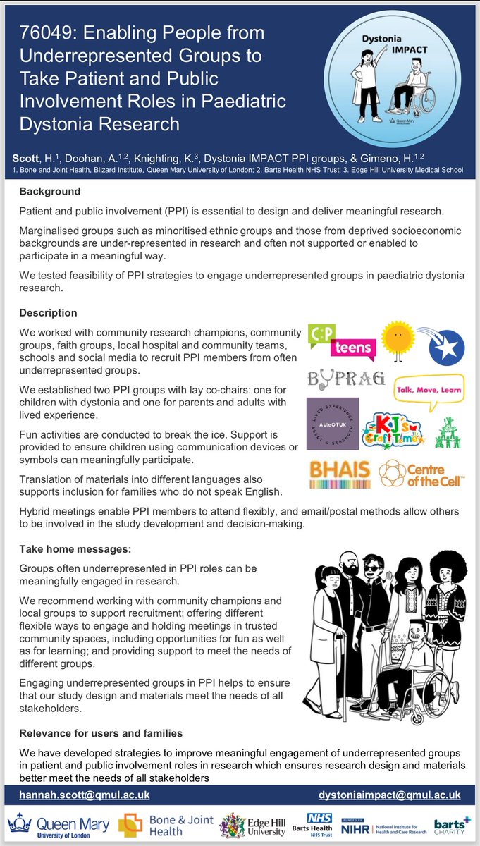 Hannah Scott (@hannahm_scott20) on Twitter photo Excited to be presenting our poster from <a href="/Dystonia_IMPACT/">Dystonia IMPACT</a> on “Enabling people from underrepresented groups to take #PPI roles in #paediatric #dystonia research” today at 9:40am CEST at poster screen 7 at #EACD2025 #IAACD2025 <a href="/HortensiaGimeno/">Dr. Hortensia Gimeno</a> <a href="/KateKnighting/">Kate Knighting 😷💙</a> <a href="/BartsBoneJoint/">Bone and Joint Health</a> Excited to be presenting our poster from <a href="/Dystonia_IMPACT/">Dystonia IMPACT</a> on “Enabling people from underrepresented groups to take #PPI roles in #paediatric #dystonia research” today at 9:40am CEST at poster screen 7 at #EACD2025 #IAACD2025 <a href="/HortensiaGimeno/">Dr. Hortensia Gimeno</a> <a href="/KateKnighting/">Kate Knighting 😷💙</a> <a href="/BartsBoneJoint/">Bone and Joint Health</a>