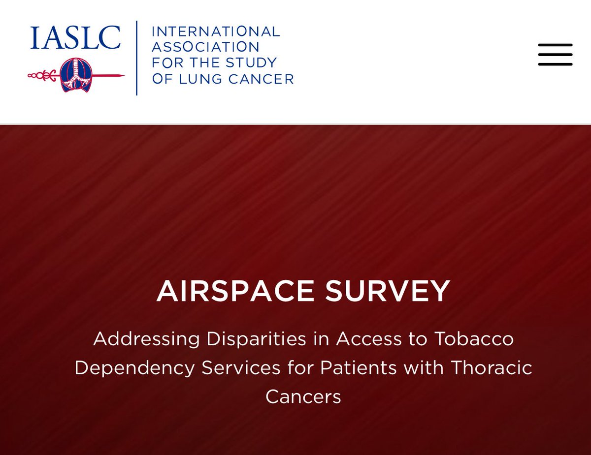 Please share this far wide - the AIRSPACE surveys are available in different languages to reach a global community and help us address the monumentally important issue of embedding tobacco dependency treatment into routine cancer care 

iaslc.org/airspace-survey