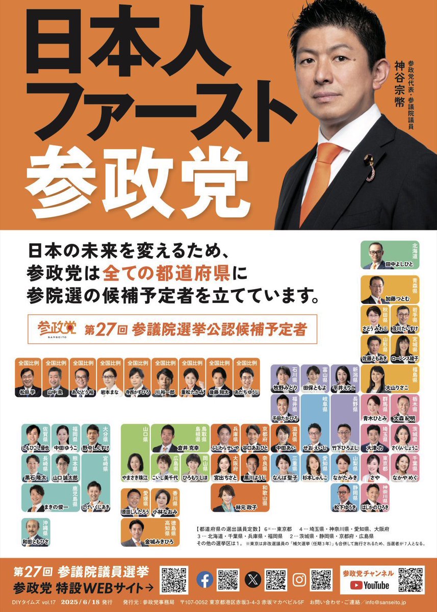 sanseitou_tani's tweet photo. 安心してください。
全ての都道府県の方が、参政党を選べます。
ｽﾀｯﾌ https://t.co/QP1wLM96ed