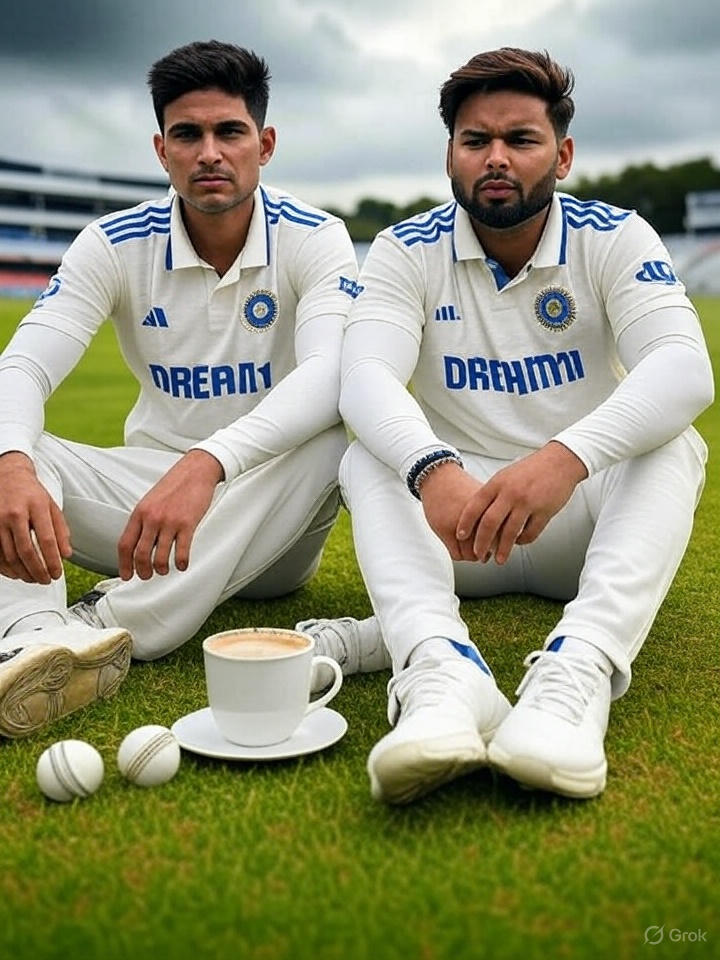 😢 India's Test team post-1st Test loss to England: Shubman Gill &amp; Rishabh Pant eyeing the pitch like it owes rent, while dropped catches wave bye! Time for chai &amp; a "retry" button? #INDvsENG #TeamIndiaStruggles #ChaiTime (117 characters)