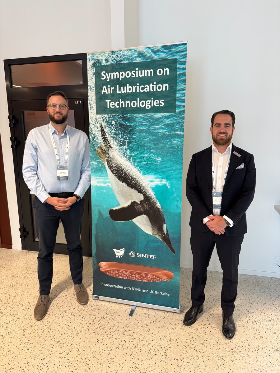 Last week, Silverstream team members Luke De Freitas &amp; Arno Dubois attended the 1st International Symposium on #AirLubrication Technologies in Norway to explore how ALS can cut emissions &amp; boost vessel efficiency.

airlubrication.org/proceedings-20…

#ShipsandShipping