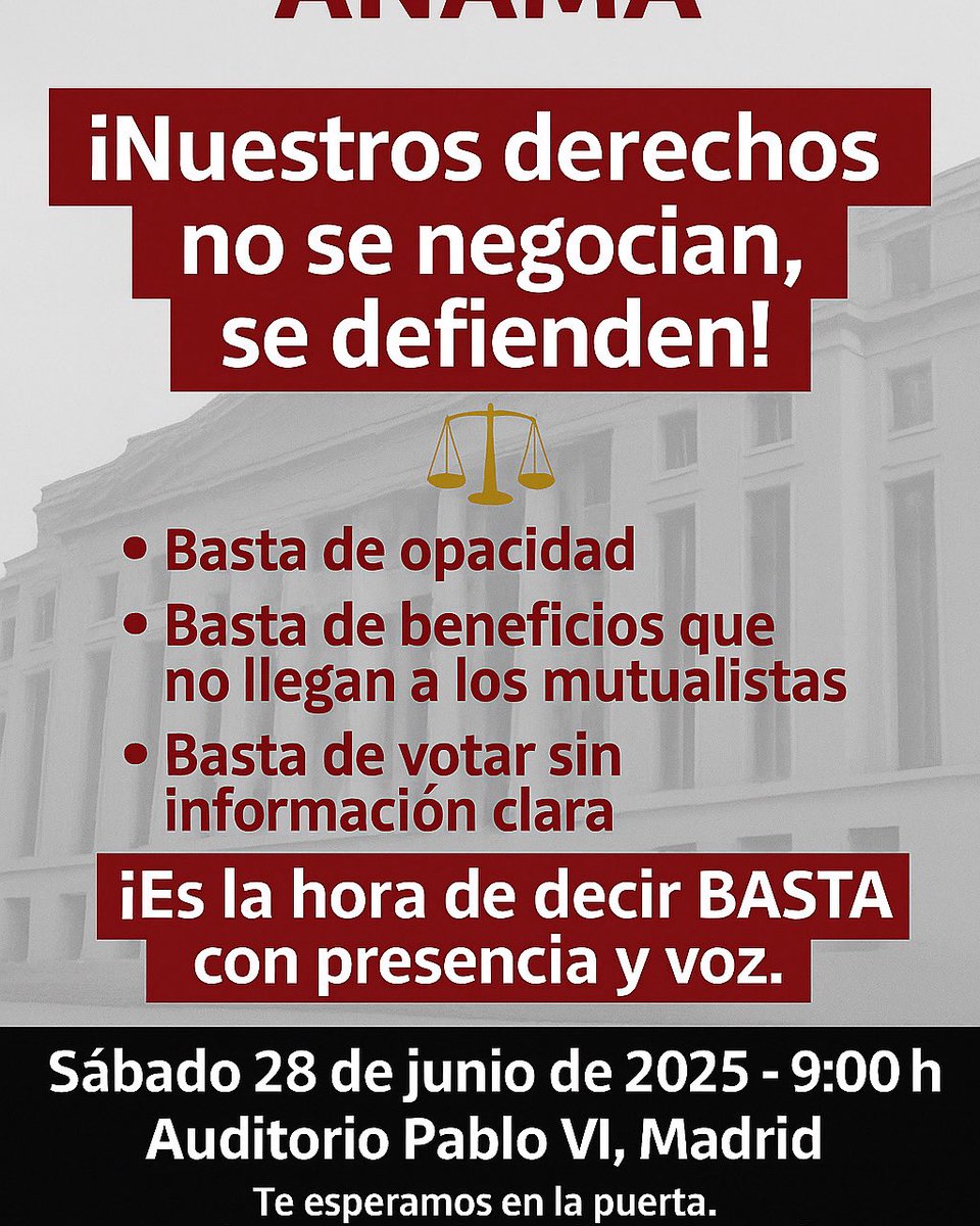 Os esperamos el día 28/06/25 CONCENTRACIÓN ASAMBLEA MUTUALIDAD