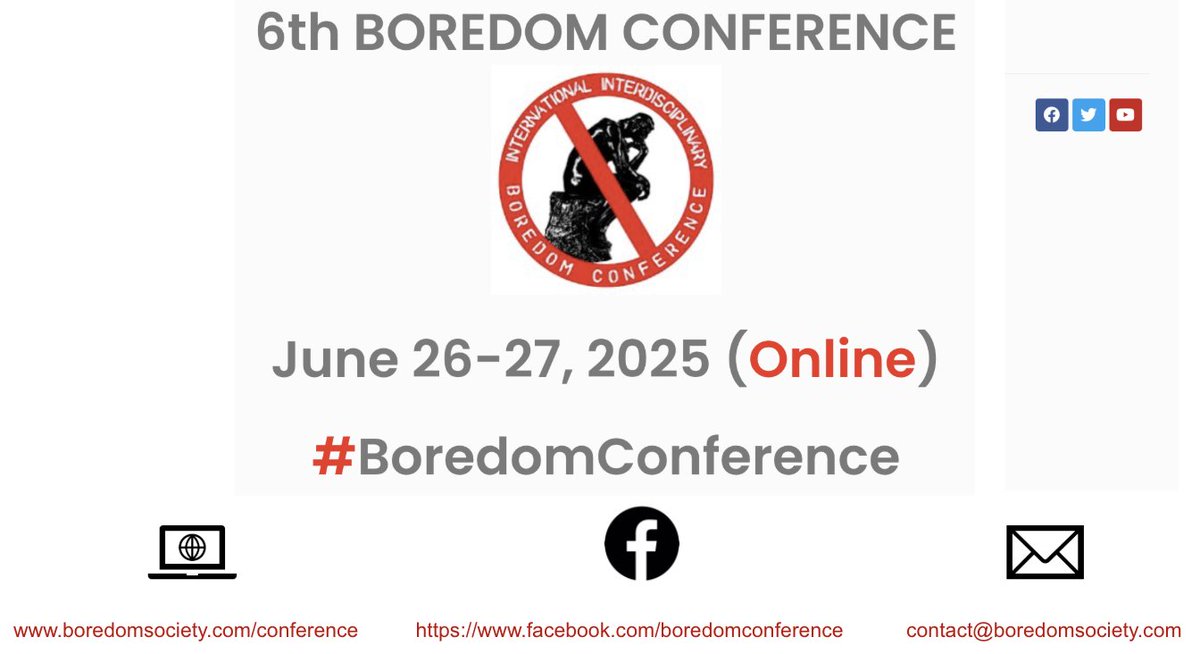 JosefaRosUCM's tweet photo. ¡Empieza la #BoredomConference en 2⃣ horas! Qué cantidad de trabajo este año. ¡Espero que salga todo genial! 🙏 Tenemos a gente muy potente: al filósofo Lars Svendsen (Filosofía del Tedio), el psicólogo Wijnand van Tilburg, el historiador Julian Haladyn... https://t.co/LUNfKFp3et https://t.co/DYHKGgqRpv
