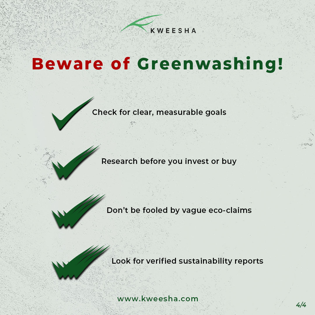 Not all that glitters is green! 🌍💚
Greenwashing misleads consumers &amp; investors into thinking a company is sustainable when it's not. Demand transparency and real impact!
Follow us on <a href="/kweeshaglobal/">kweeshaglobal</a> 
Visit: kweesha.com
#Greenwashing #SustainableFuture