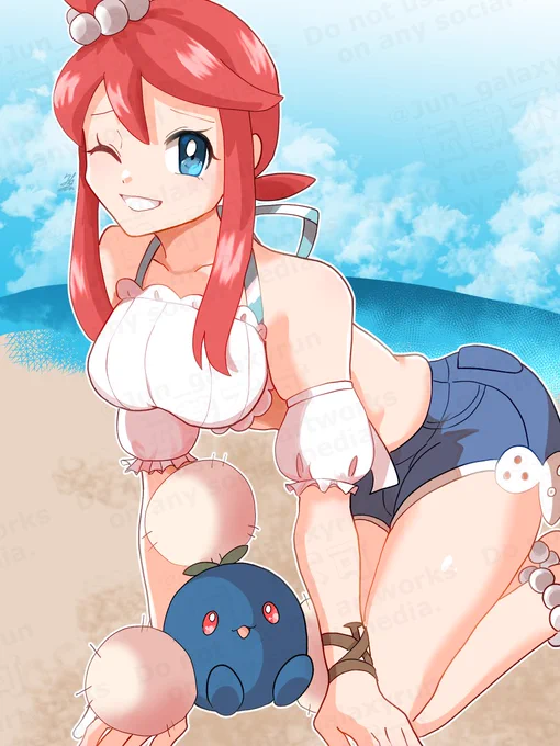 フウロ(25シーズン)&ワタッコ Skyla (Summer 2025) &amp; Jumpluff #ポケマスアート #ポケマス #ポケモンイラスト