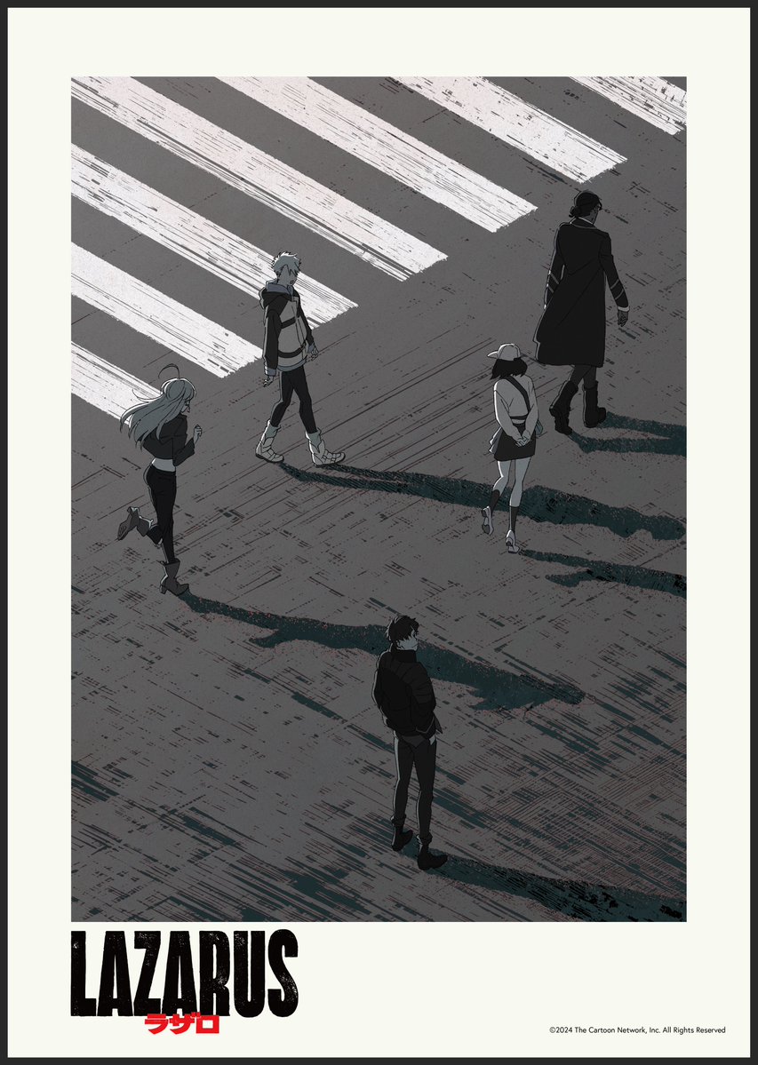 lazarus_jp's tweet image. /
『#LAZARUS ラザロ』最新ビジュアル解禁!
\
最終話放送を記念して、新ビジュアルが解禁!
都市の横断歩道を進む5人の姿を描いた、スタイリッシュで印象深いビジュアルです💊✨
同じ方向へ向かって歩くその姿からは、
ラザロとしての一体感がにじみはじめているようにも見えます。…