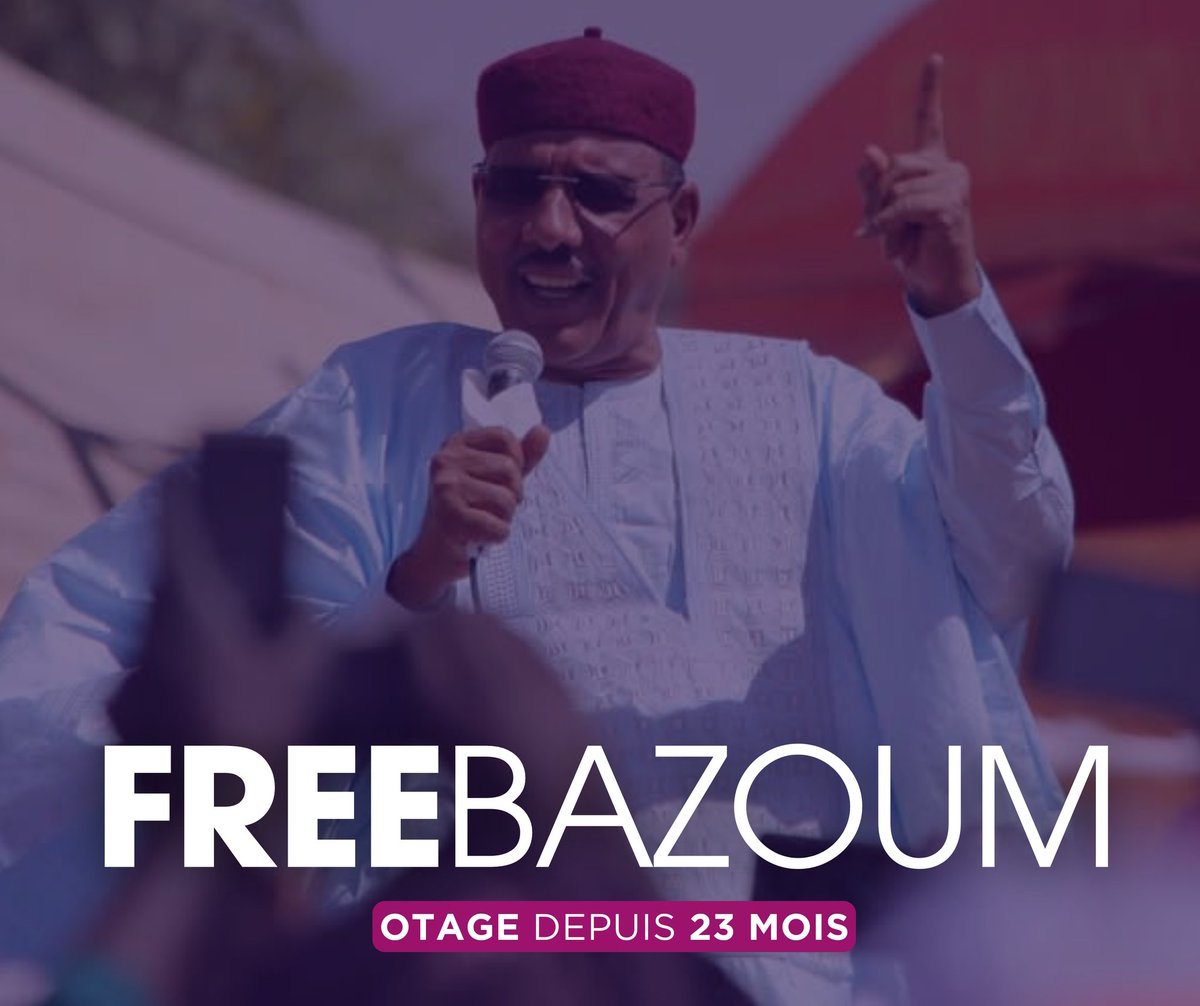 🟥▪️26 juillet 2023 - 26 juin 2025 : 23 mois, 702 jours de séquestration !
#freebazoum #Niger #Sahel