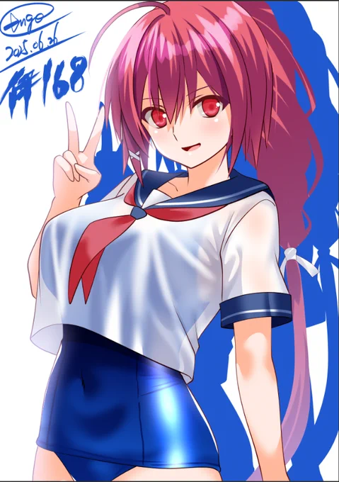 始めはビキニにしようと思ったけど、やっぱイムヤは濡れ透けセーラースク水だよな…ってことで。 伊168。 #艦これ版深夜の真剣お絵描き60分一本勝負 #艦これ版真剣お絵描き60分一本勝負_20250626