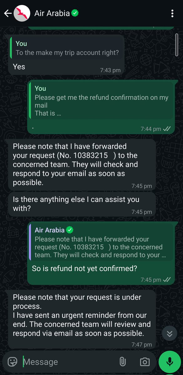 HarshulBoghawa4's tweet photo. Hey @airarabiagroup, what kind of SCAM is this?
You cancelled my flight (PNR: 621226106), rescheduled it last-minute (impossible to take), and even after promising a refund of 997 AED, you’ve gone SILENT!
No replies. No clarity. No customer service. Absolutely unacceptable. https://t.co/QNGOqpSM73