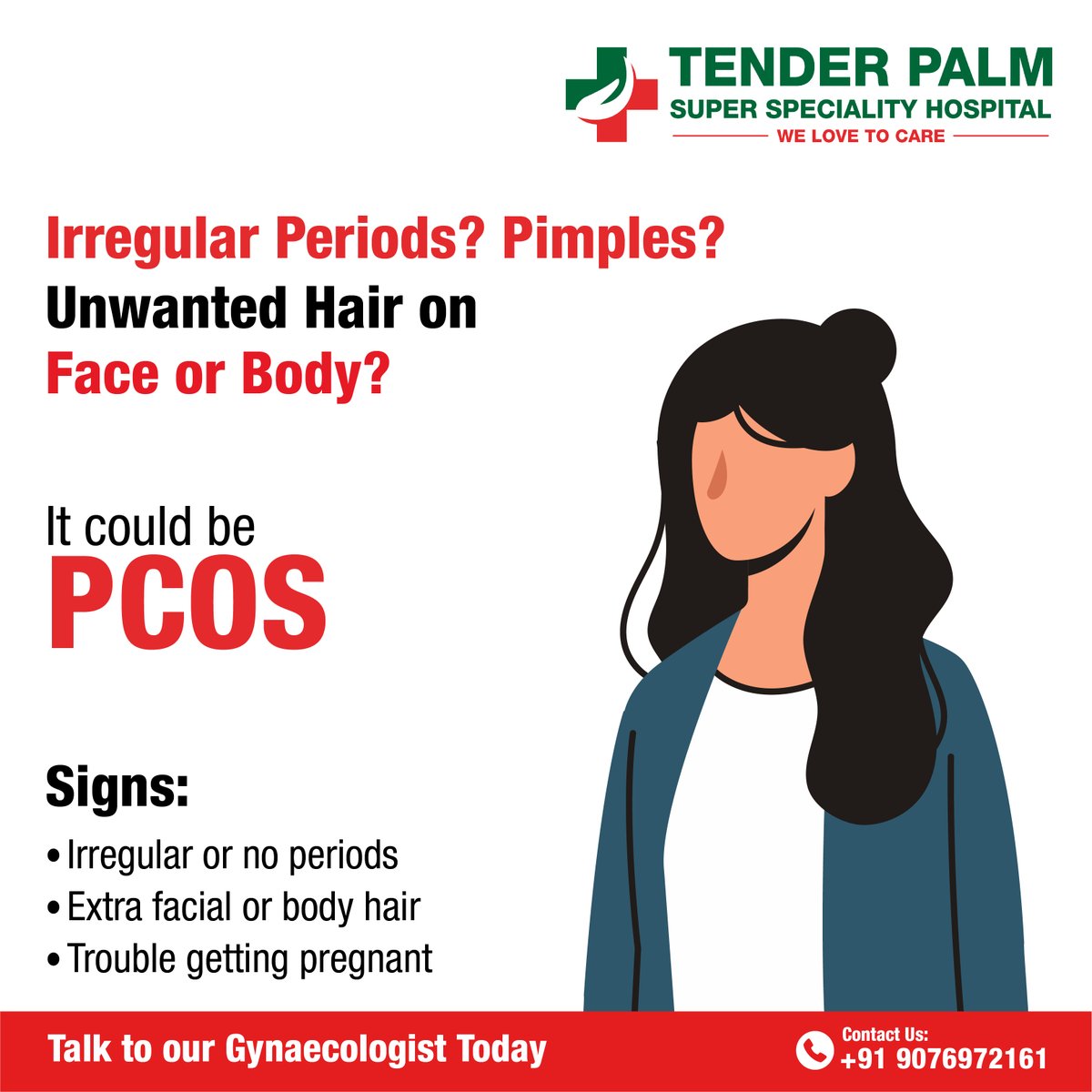 Struggling with irregular periods, acne, or unwanted hair? These could be signs of PCOS. Don’t ignore the symptoms—consult our gynaecologist today!