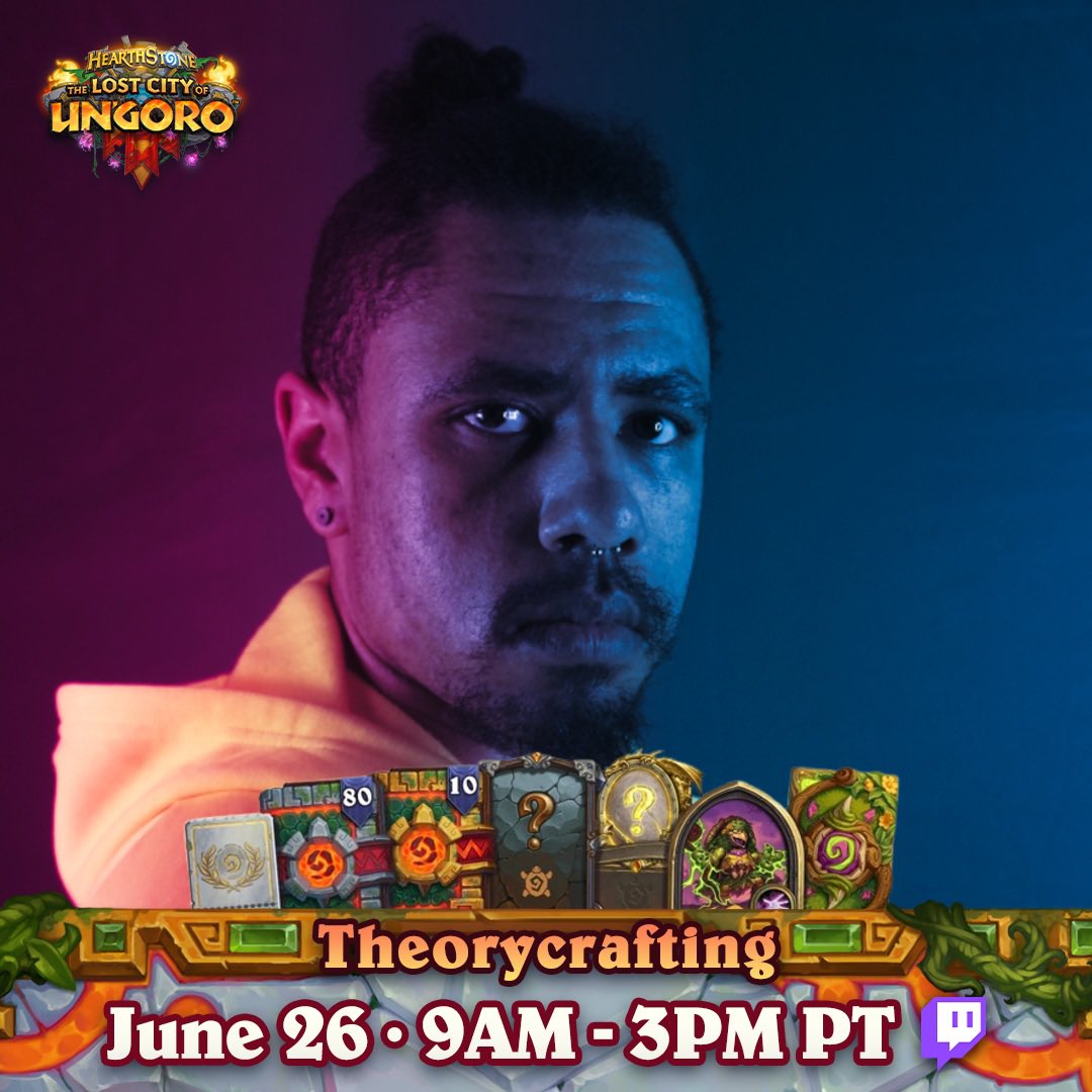 Huge thanks to <a href="/PlayHearthstone/">Hearthstone</a> for inviting me to the Theorycrafting event on June 26th!

I'll Giveaway a MEGA Bundle (Un’Goro Pre-Purchase)
Provided by <a href="/PlayHearthstone/">Hearthstone</a> on stream💚💚

✅ Follow <a href="/kuma94/">Kuma</a> &amp; Twitch twitch.tv/kuma94
✅ Like + RT
✅ Share fave Dino🦖
GL 🍀
#ad