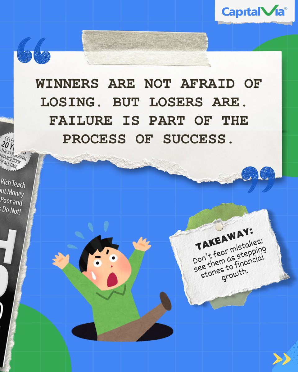 CapitalVia's tweet photo. Are you afraid of failure?
📖 Rich Dad Poor Dad by Robert Kiyosaki says:
•Failure = part of success
•You’re only poor if you give up
Most people never get rich because they never even start.
Start here 👇
https://t.co/2ttxYFVXeb
#FinancialWisdom #WealthBuilding  #CapitalVia https://t.co/ivWiA4xbpJ
