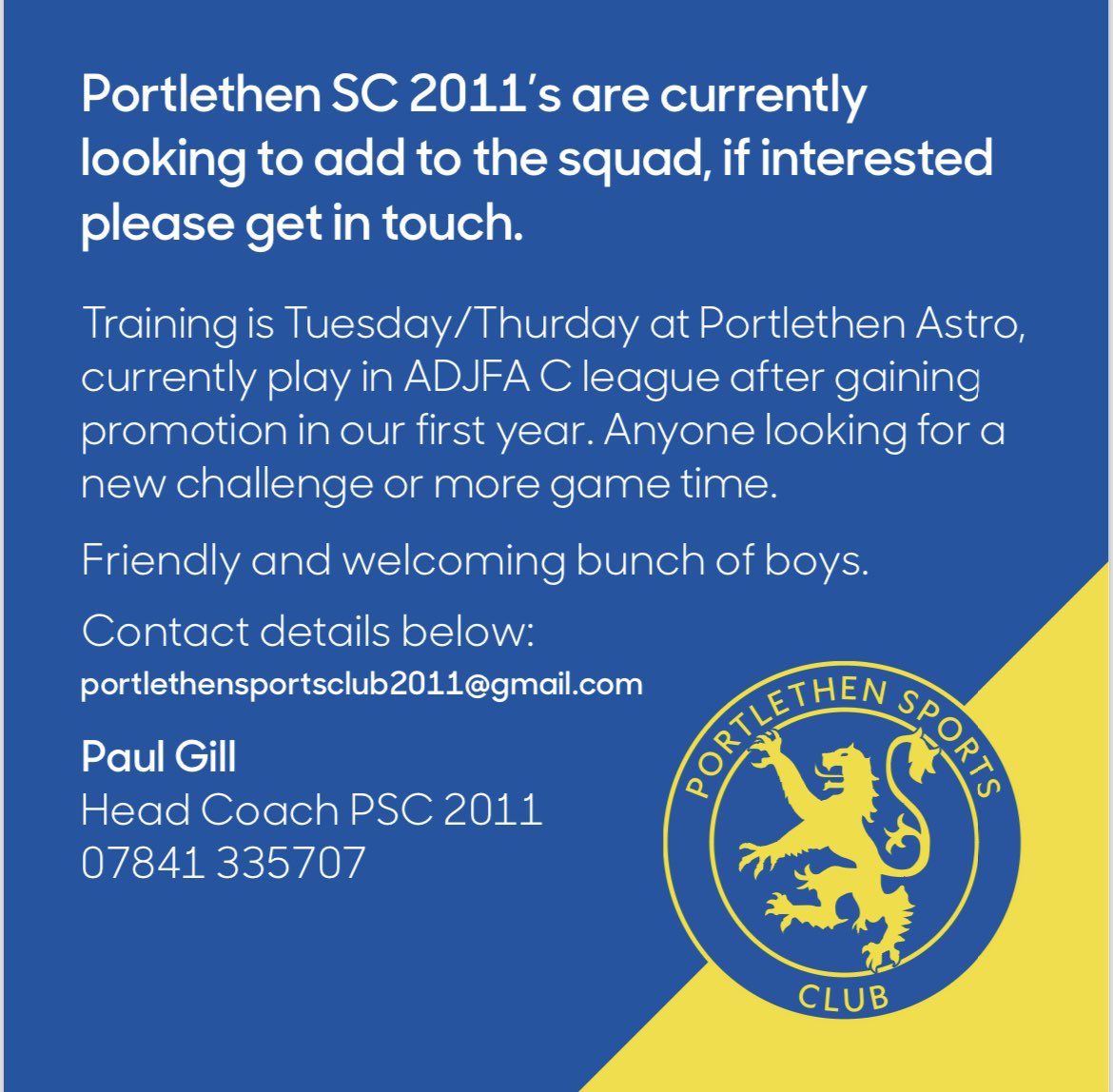 Portlethen Sports Club 2011 U14s (@2011portlethen) on Twitter photo 