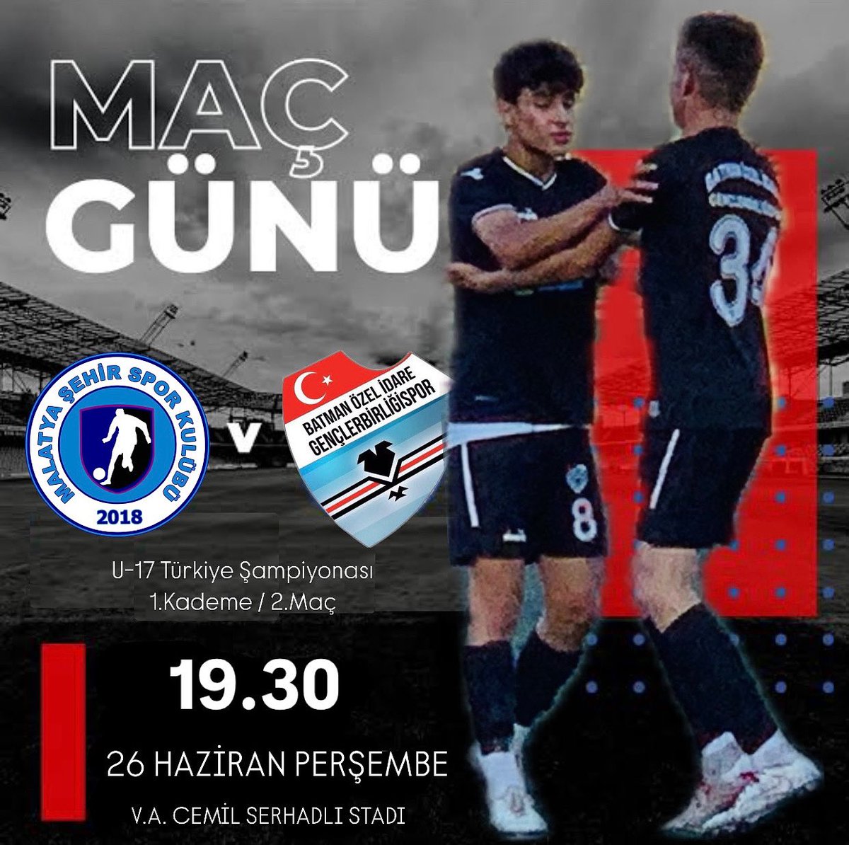 ÖzelİdareGençlerbirliğispor (@ozelidaregbir72) on Twitter photo #MaçGünü…
U-17 Futbol Takımımız Türkiye Şampiyonası 1.Kademe 2. Maçına Çıkıyor. Rakibimiz Malatya Şehir Spor. Diyarbakır V.A. Cemil Serhadlı Stadyumunda Oynanacak Maçın Başlama Saati 19.30. Final Yolunda Kritik Maçta Gençlerimize Başarılar Dileriz. Haydi Aslanlar.
<a href="/AltLiglerTR/">Alt Ligler</a> #MaçGünü…
U-17 Futbol Takımımız Türkiye Şampiyonası 1.Kademe 2. Maçına Çıkıyor. Rakibimiz Malatya Şehir Spor. Diyarbakır V.A. Cemil Serhadlı Stadyumunda Oynanacak Maçın Başlama Saati 19.30. Final Yolunda Kritik Maçta Gençlerimize Başarılar Dileriz. Haydi Aslanlar.
<a href="/AltLiglerTR/">Alt Ligler</a>