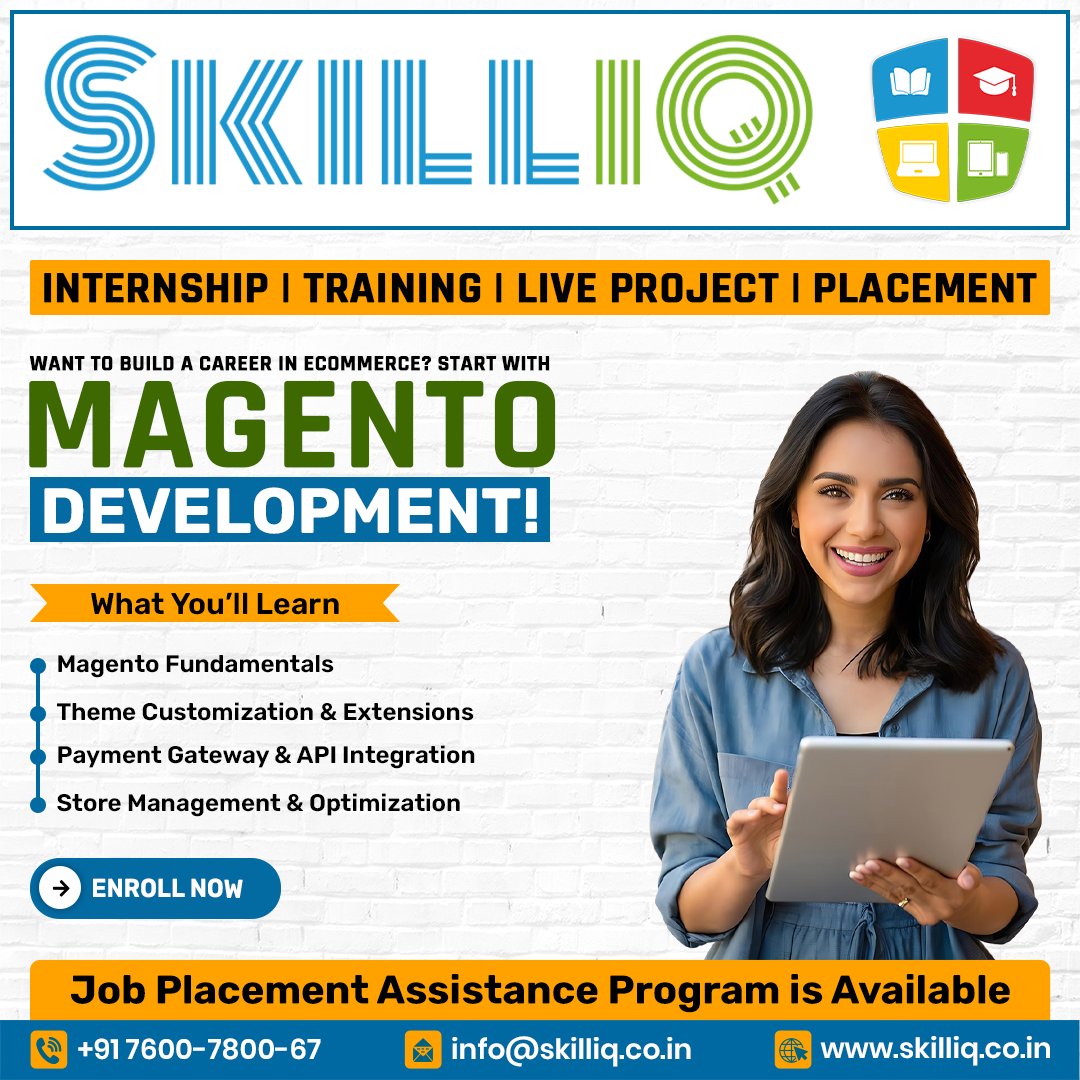 SkillIQCourse's tweet image. 🛒 Want a career in e-commerce?Start with Magento Development at SkillIQ!

✅ Magento Fundamentals
✅ Theme Customization
✅ API &amp;amp; Payment Integration
✅ Store Optimization

📞 +91 7600-7800-67
🌐 skilliq.co.in

#SkillIQ #MagentoDevelopment #Ecommerce #WebDevelopment