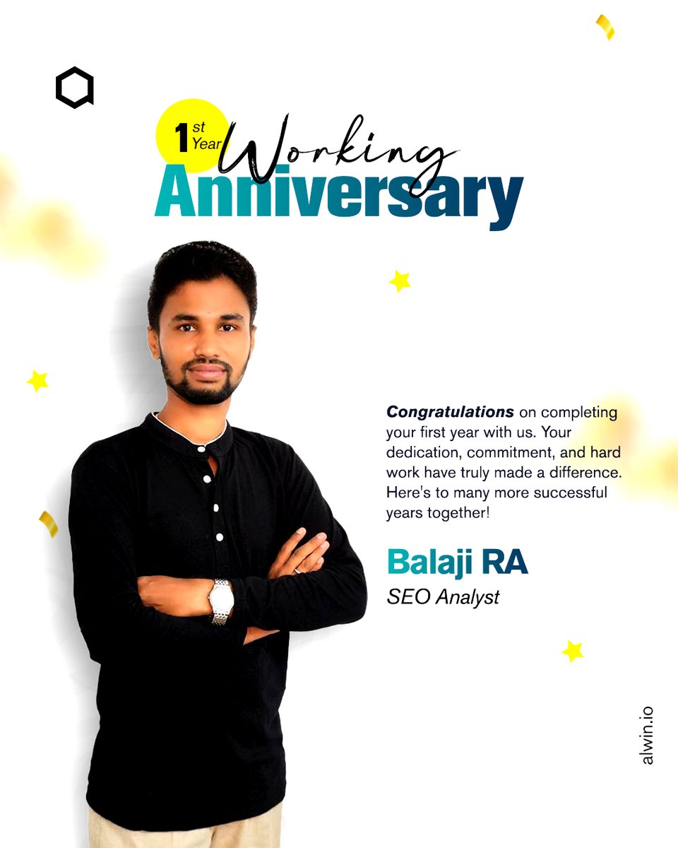 AlwinTechnology's tweet image. Celebrating 1 successful year with Balaji RA, our dedicated SEO Analyst at WeAlwin Technologies!

Follow @AlwinTechnology 

#wealwin #workanniversary #teamwealwin #seoanalyst #lifeatwealwin #achivements #employeemilestone #worklif