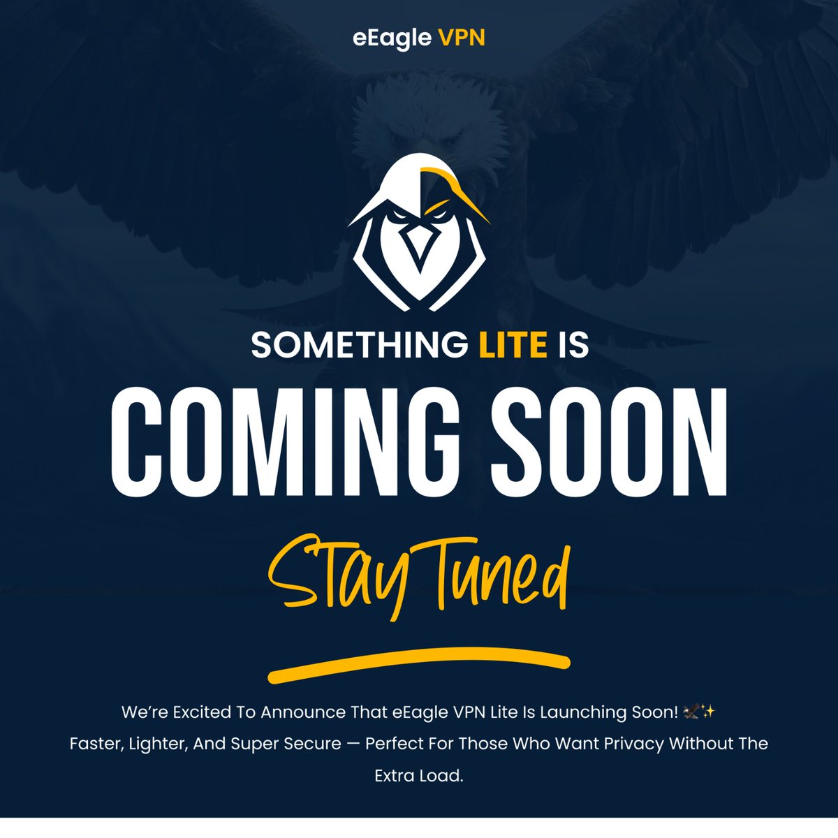 eEagleVPN's tweet photo. Something Lite is coming your way soon....
👀 Stay tuned — the next generation of digital privacy is just around the corner.

#eEagleVPN #VPNlite #ComingSoon https://t.co/QnwIgkC73E