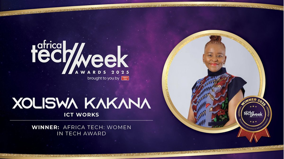 Xoliswa Kakana of ICT Works was recognised with the Africa Tech: Women in Tech Award for her pioneering leadership and commitment to inclusivity in the tech space.

#AfricaTechWeekAwards #SentechAfricaTechWeek #ATW2025