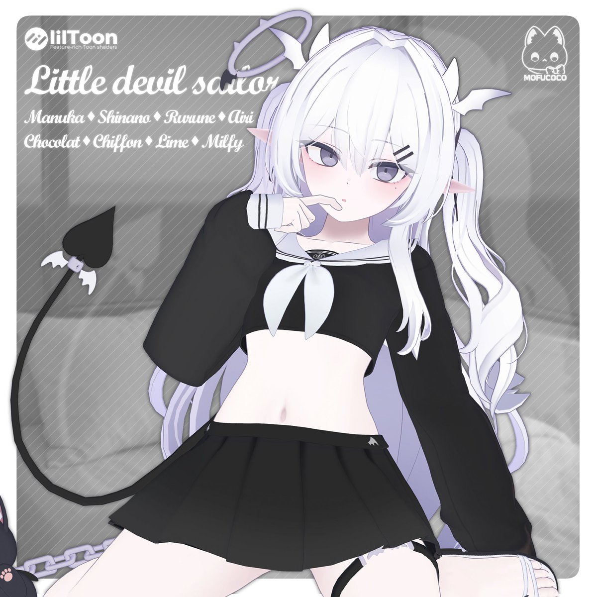 ✦Little devil sailor発売記念イベント✦

🎁 RT+Followしてくださった5名様にフルセットをプレゼントいたします！ (6/30 18:00まで)

🎁 RT+Follow 해주신 5분께 풀 세트를 선물 드립니다! (6/30 18:00까지)

🔗mofucoco.booth.pm/items/7097426

#VRChat #BOOTH #Mofucoco