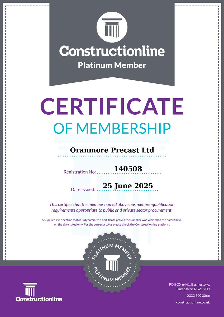 OranmorePrecast's tweet photo. Oranmore Precast is now a Constructionline Platinum Member — the highest level of accreditation. It’s more than compliance; it’s proof of our commitment to safety, quality &amp; trust. Thanks to our team and clients for making it possible.
#ConstructionlinePlatinum #Precast https://t.co/xu9x1vsTMe
