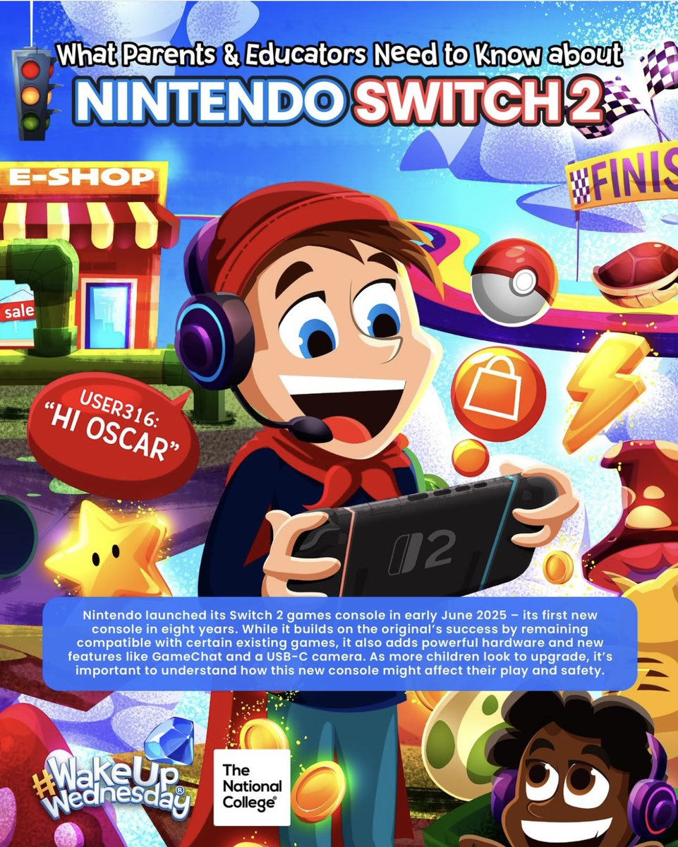 TrinityAcademyH's tweet image. Switching things up 🎮🔄️ The Nintendo Switch 2 adds new features like voice chat and a plug-in camera – but also new #OnlineSafety concerns. Our #WakeUpWednesday guide has the full overview for parents and educators 🛡️ Download your FREE copy here &amp;gt;&amp;gt; ow.ly/beVv50WfwKT#Ni…