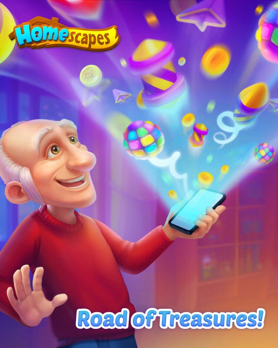 📱 One tap — and BOOM: a world of treasures!
Boosters, bonuses, and surprises are flying your way from the Road of Treasures: homescapes.onelink.me/zep5/rmm9406w 
Open the game and grab them while they last! 🎁