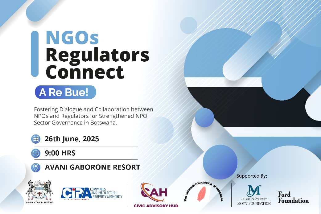 civicadvisory's tweet photo. 📢 We are LIVE!
The official launch of NPOs–Regulators Connect: A Re Bue! is happening now in Gaborone.
🎯 A platform to build trust, strengthen dialogue, and foster partnerships between #NPOs & #Regulators for better governance in Botswana's nonprofit sector.
🔗 Watch live: https://t.co/CNxCyZifyQ
#NRC #AReBue #LetsTalk #TalkToYourRegulator
