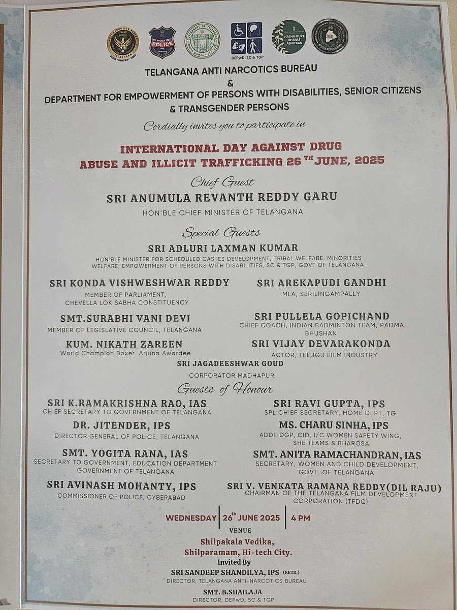 KVishReddy's tweet image. International Day against Drug Abuse.

Use this day to spread the message for a drug addiction free Telangana. 

Also use this day to educate or challenge illegal drug users.

Recalling #WhiteChallenge