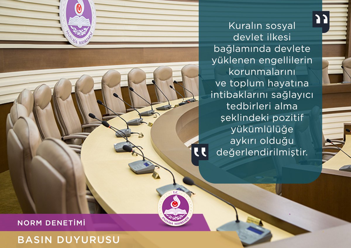 Anayasa Mahkemesi, engellilik oranı %90’ın altında olan malul ve engellilerden sadece taşıtı bizzat kullanabileceklerin ÖTV istisnasından yararlanmasını öngören kurala ilişkin itiraz başvurusunu karara bağladı.
anayasa.gov.tr/tr/haberler/no…