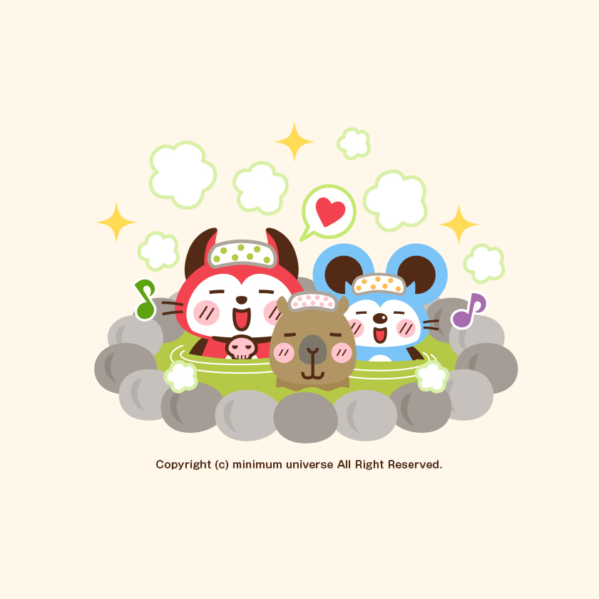devinekokun's tweet image. 今日は「#露天風呂の日」に便乗するデビ♨️
先客として露天風呂大好きカピバラさんがいましたデビ(っ🍶･ω･´)っ✨

#今日は何の日 #6月26日 #露天風呂 #カピバラ #動物 #悪魔 #イラスト #キャラクター #絵描きさんと繋がりたい