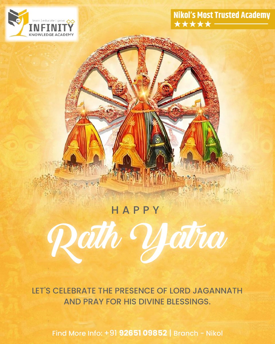 ikaeduacademy's tweet image. Happy Rath Yatra! Celebrating the divine presence of Lord Jagannath.

Call us now: +91 92651 09852
Branch: Nikol,Ahmedabad
🌐ikaedu.co.in

#InfinityKnowledgeAcademy #IKA #RathYatra2025 #JagannathRathYatra #DivineGrace #FestiveSeason #Festival #NikolAhmedabad #Education