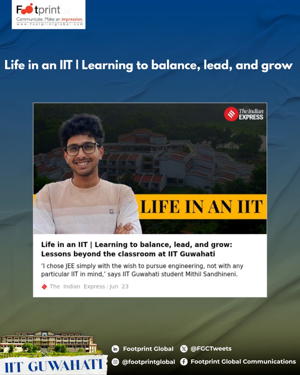 Footprint Global Communications (@fgctweets) on Twitter photo 20-year-old Mithil Sandhineni, a Mechanical Engineering student at IIT Guwahati, says, "Looking back, I’m incredibly grateful—not just for the academic journey, but for the incredible friendships and personal growth that came along with it."
#LifeInAnIIT <a href="/IndianExpress/">The Indian Express</a> 20-year-old Mithil Sandhineni, a Mechanical Engineering student at IIT Guwahati, says, "Looking back, I’m incredibly grateful—not just for the academic journey, but for the incredible friendships and personal growth that came along with it."
#LifeInAnIIT <a href="/IndianExpress/">The Indian Express</a>