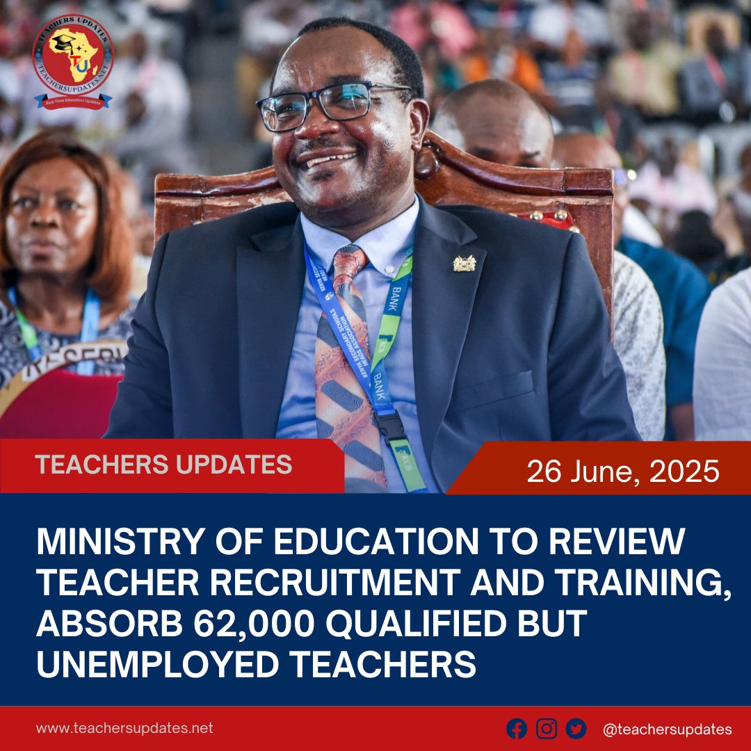 TeachersUpdates's tweet photo. Ministry of Education to Review Teacher Recruitment and Training, Absorb 62,000 Qualified but Unemployed Teachers
https://t.co/All3SgmP6A https://t.co/XlgNstBc4h