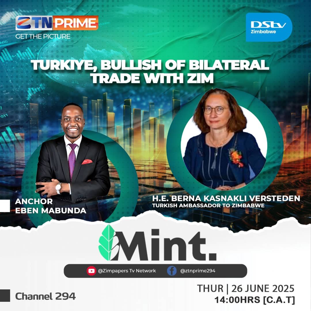 ZTN (@ztnprime) on Twitter photo Watch the #Mint today (Thursday) at 14:00 HRS CAT as <a href="/ZTNPrime/">ZTN</a>’s <a href="/EbenMabunda/">The Money$ Man 🇿🇼🇿🇦</a> speaks to ambassador <a href="/berna_kasnakli/">Berna Kasnaklı</a> about expanding🇿🇼 🇹🇷 trade and economic relations and more...
📲 SUBSCRIBE to our YouTube channel via: youtube.com/@ztnprime294
#GetThePicture <a href="/MFATurkiye/">Turkish MFA</a> <a href="/MoFA_ZW/">Ministry of Foreign Affairs and Int Trade</a> Watch the #Mint today (Thursday) at 14:00 HRS CAT as <a href="/ZTNPrime/">ZTN</a>’s <a href="/EbenMabunda/">The Money$ Man 🇿🇼🇿🇦</a> speaks to ambassador <a href="/berna_kasnakli/">Berna Kasnaklı</a> about expanding🇿🇼 🇹🇷 trade and economic relations and more...
📲 SUBSCRIBE to our YouTube channel via: youtube.com/@ztnprime294
#GetThePicture <a href="/MFATurkiye/">Turkish MFA</a> <a href="/MoFA_ZW/">Ministry of Foreign Affairs and Int Trade</a>