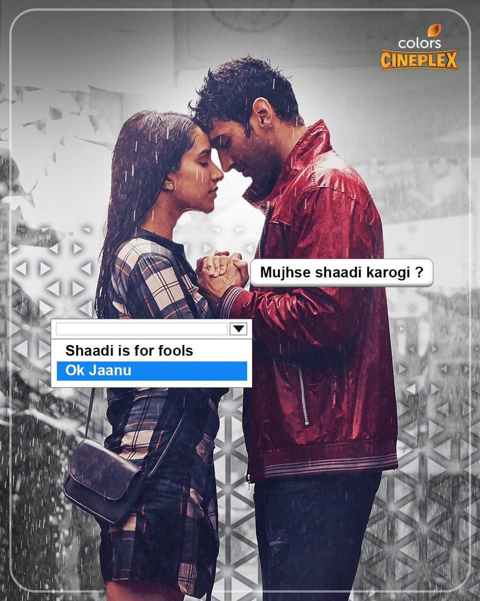 Toh ban jaate hai fools 💞✨

#AdityaRoyKapur <a href="/ShraddhaKapoor/">Shraddha</a> 

#OkJaanu #BollywoodRomance #CoupleGoals #relationshipgoals #love #BollywoodMovie #ColorsCineplex