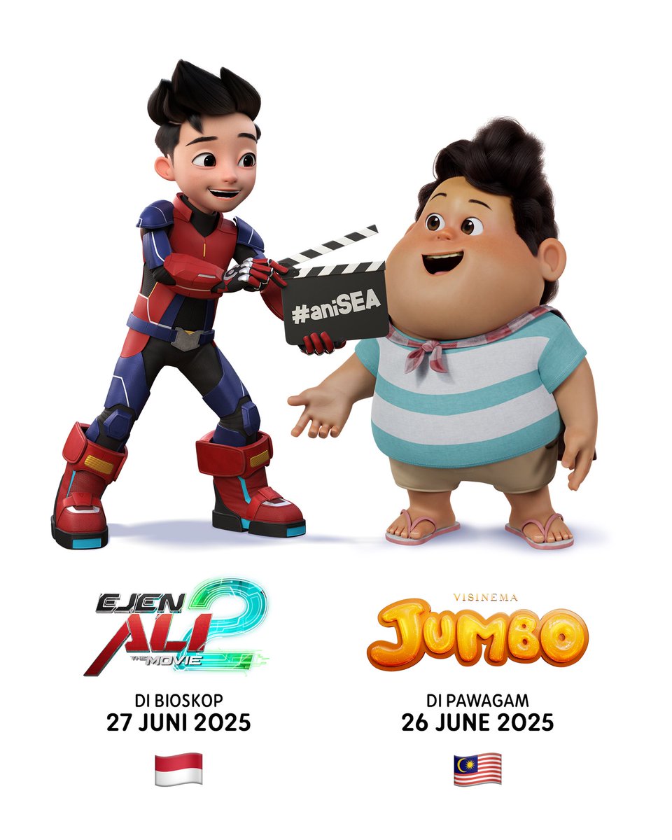 JUMBO DI BIOSKOP! ⭐️ (@jumbofilm_id) on Twitter photo Don udah siap terima clapperboard #aniSEA dari Ejen Ali! (<a href="/ejen_ali/">Ejen Ali - DI BIOSKOP 27 JUNI 🇮🇩🇲🇾🇧🇳🇸🇬🇵🇸</a>) 🎬
Kita siap saling dukung dan seru-seruan bareng lewat karya animasi dari Asia Tenggara! Serunya lagi, dua film ini akan hadir di bioskop masing-masing negara hampir bersamaan, lho! Don udah siap terima clapperboard #aniSEA dari Ejen Ali! (<a href="/ejen_ali/">Ejen Ali - DI BIOSKOP 27 JUNI 🇮🇩🇲🇾🇧🇳🇸🇬🇵🇸</a>) 🎬
Kita siap saling dukung dan seru-seruan bareng lewat karya animasi dari Asia Tenggara! Serunya lagi, dua film ini akan hadir di bioskop masing-masing negara hampir bersamaan, lho!